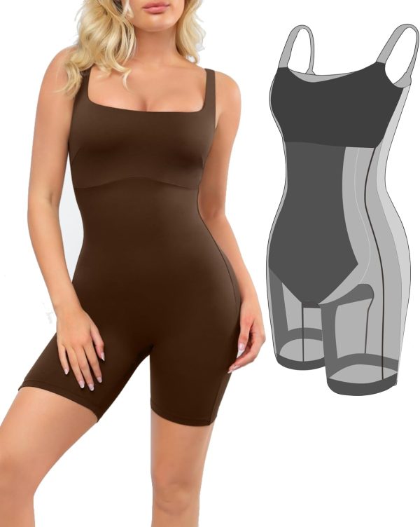 Popilush Shapewear Jumpsuits for Women Built In Shapewear Workout Shorts Rompers Tummy Control Bodysuit Yoga Outfits 2024